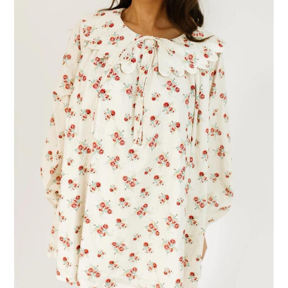 NWT Zoco Floral Long Sleeve Oversized Mini Dress - Picture 3 of 8